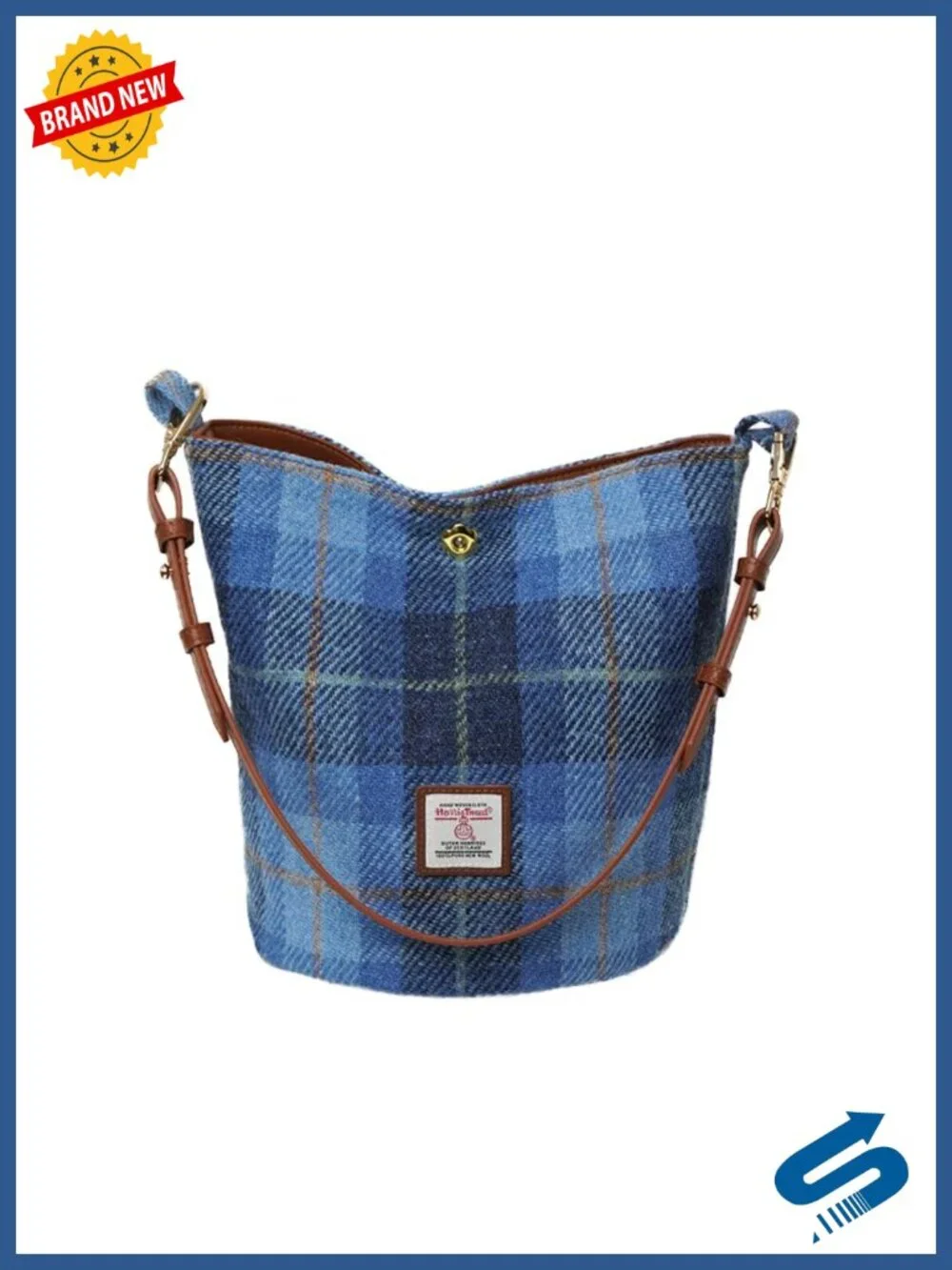 Harris Tweed Bucket Bag Shoulder Handbag Women's Purse with Strap